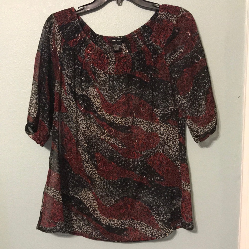 Size 12 (M) Black & Red See Through Blouse